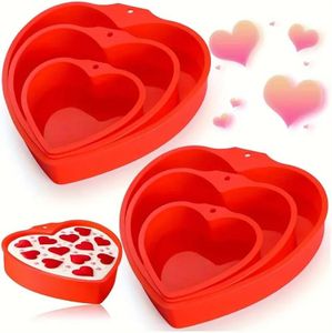 3 Pcs Cake Silicone Molds,Heart Shape Silicone Mold for Baking Homemade Dining,Reusable Silicone Fondant Mold Rainbow Mousse Cake Molds Cake Pan Air fryer Silicone Liners（8 In&6In&4In）