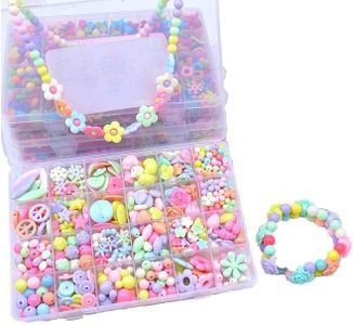 SYGA Beads for Kids Crafts Children's Jewelry Making Kit DIY Bracelets Necklace Hairband and Rings Craft Kits Birthday for 4, 5, 6, 7-Year-Old Little Girls-Multicolor (DIYBeadsSet-1)