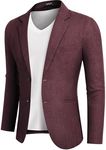 COOFANDY Mens Dress Blazer Burgundy Slim Fit Suit Jacket Two Buttons Casual Sport Coats, Dark Red, XXL