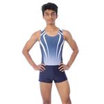 IKAANYA Boys Leotard for Gymnastics, Dance, Aerobics, Fitness in Many Colors (White Blue, Adult Medium)