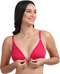 QUME99 Women's Cotton Non-Padded Wire Free Plunge Bra (B, Pink, 34B)