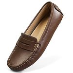 Artisure Women's Classic Handsewn Coffee Bean Genuine Leather Penny Loafers Driving Moccasins Casual Boat Shoes Slip On Fashion Office Comfort Flats 10 M US SKS-1221KF100