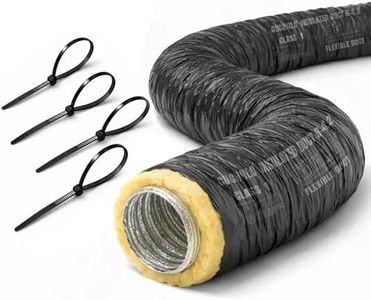 6 Inch Insulated Flexible Duct 25 FT, R4 HVAC Flex Duct with Black Jacket, Owens Corning Fiberglass Insulation, Aluminum Foil Core for Ventilation & Exhaust
