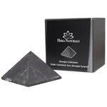 Heka Naturals Unpolished Shungite Pyramid Black Stone Crystal | 8cm - Desk Decor Shungite Stone for Home or Office - Chakra Stones, Healing Crystals, Meditation Pyramid