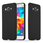 cadorabo Case works with Samsung Galaxy GRAND PRIME in CANDY BLACK - Shockproof and Scratch Resistant TPU Silicone Cover - Ultra Slim Protective Gel Shell Bumper Back Skin