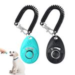 huiyoujiu 2pcs Dog Clicker - Pet Training Clicker, Button Effective Behavioral Training Tool, Puppy Clicker Training Kit with Wrist Strap and Clasp for Dog, Cat, Bird, Horse (Blue, Black)