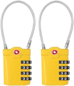 ZHEGE Cadenas Valise TSA, Cadenas Voyage 4 Chiffres avec Alarme d'ouverture, Serrures à Bagages de Voyage with Câble Flexible (2 Pièce, Jaune)