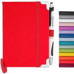 Bstorify A6 Notebook And Pen Set - 160 Lined Pages (10.5 x 14.85 cm) Red Journal Notebook A6 with Hardback Cover, Pen Loop, Expandable Pocket - Ideal for Diary, Notetaking and Writing (A6, Red)