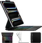 typecase Edge Keyboard Case for iPad Pro 11-inch (M4) 2024,Magic Keyboard with 11 Colors Backlight,Keyboard Case with Pencil Holder,Multi-Touch Trackpad, Easy-Set Magnetic Stand-Black