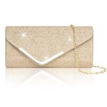 Larcenciel Clutch Purses for Women, Shiny Sequin Envelope Clutch Evening Bag, Fashion Shoulder Crossbody Handbags, Sparkly Party Prom Purse Bride Wedding Guest Clutch Dress Carry on Bag (Champagne)