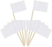 100 Pieces White Flag Markers Small Toothpick Labels Cupcake Toppers for Party Cake Cheese Sandwiches Food 3.5 * 2.5cm