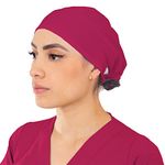 Fucsia 2 Two Pack Surgical Caps with Adjustable Elastic Cords in Many Colors for Men and Women, Fucsia, One Size