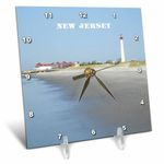 3dRose dc_80580_1 Cape May New Jersey with Lighthouse N Beach Desk Clock, 6 by 6-Inch