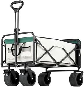 Advwin Folding Wagon Cart, Beach Trolley Cart w/Folding Table Board, Portable Outdoor Garden Heavy Duty Camping Wagon Cart, Adjustable Handle Grocery Wagon for Sports, Shopping
