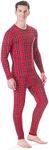 Rocky Thermal Underwear for Men (Long Johns Thermals Set) Shirt & Pants, Base Layer (Red Plaid - Standard Weight/Small)