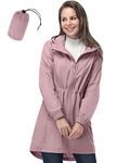 33,000ft Women's Rain Jacket Lightweight Hooded Long Rain Coat Waterproof Jacket Ladies Packable Functional Jacket Windbreaker Breathable Active Outdoor Coats Pink XL/16