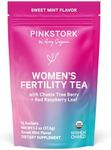 Pink Stork Organic Fertility Tea - Supports Conception for Her & Hormone Balance with Chaste Tree Berry (Vitex), Mint, and Red Raspberry Leaf - Hot or Iced - Caffeine Free - Sweet Mint, 15 Sachets