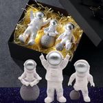 VAYINATO® Creative 3Pcs White & Silver Astronaut Miniature Figurines Decorative for Aquarium,Home Office Desktop Cake Topper Gifts by Petzlifeworld