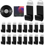 18pcs Vinyl Record Wall Mount Shelf, Nail-Free Vinyl Record Holder Display Self-Adhesive Acrylic Album Storage Hanger for Collection Magazine CD Card Home Office Decoration (Black)