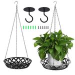 2 Pcs Metal Plant Hanger 12inch Modern Plant Hanging Basket Decorative Black Plant Pot Holder Planter Flower Pots Holder with Chain and Ceiling Hook for Balcony Porch Indoor or Outdoor Home Decor