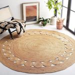 Craft Trade Round Jute Rug, Hand Wovem, Flower Braided 150X150 CM Area Rug for Home Decorative 100% Boho Durable Large Area Rug Carpet-Rugs for Living Room, Kitchen, Bedroom