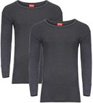 Pack of 2 Men's Thermal Long Sleeve Top, Warm Underwear Baselayer, S M L XL XXL Thermals (Charcoal, XLarge)