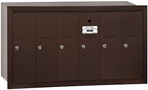 Salsbury Industries 3506ZRU Recessed Mounted Vertical Mailbox with USPS Access and 6 Doors, Bronze