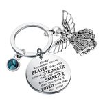 BNQL Guardian Angel Keychain with Birthstone Memorial Key Chain Personalised Gift, Dec, Large