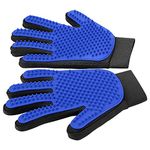 Upgrade Version Pet Grooming Glove - Gentle Deshedding Brush Glove - Efficient Pet Hair Remover Mitt - Enhanced Five Finger Design - Perfect for Dog & Cat with Long & Short Fur - 1 Pair (BLUE)