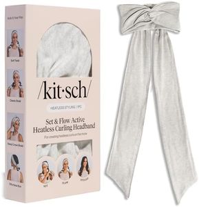 Kitsch Set & Flow Active Heatless Curling Headband For Women – Achieves Heatless Curls Overnight, No Heat Damage | Heatless Curlers with Flexible Fit | Great During Gym, Travel - Heather Gray, 1pc