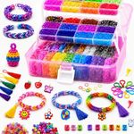 FunzBo 18000+ Loom Bands Kit, 28 Colours Rubber Band Bracelet Making Kit, Kids Girls Friendship Elastic Bracelet Making Set, Arts Crafts Birthday Gifts for Girls Age 4 5 6 7 8 9 10