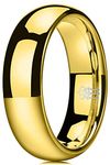 Three Keys Jewelry Mens Tungsten Carbide Unisex Wedding Bands Rings In Gold for Men 6mm Comfort Fit Vintage Size 11.5