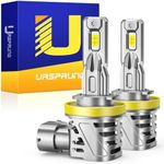 Ursprung Fahren H11/H9/H8 LED Bulbs, 100W 600% Ultra Brighter H11 Light Bulbs, 1:1 Same Size with Turbo Fan, 3-Min Plug-N-Play Fog Light Bulbs, 6500K Cool White, Non-polarity, Pack of 2