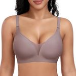 DOCUMO Bras for Women Mesh V Neck No Underwire Wireless Everyday Bra with Lift Push Up Seamless Bralettes for Women with Bra Extender(Grey,Medium)