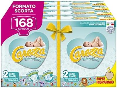 CAREZZA Welcome Baby Mini, Taglia 2 (3-6 kg), 168 pannolini