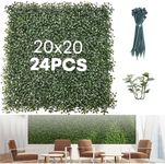 flybold Artificial Faux Hedge Plant Wall Panels - Pack of 24-20''x20 - Artificial Grass Wall - Green Background Décor - Indoor or Outdoor Greenery Backdrop - Polyethylene, UV-Proof