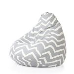 Style Homez Classic Cotton Canvas Stripes Printed Bean Bag XXXL Size Filled with Beans Fillers