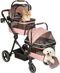 YIYUNBEBE Foldable Double Pet Stroller for 2 Small Medium Cats Dogs