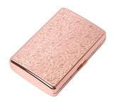 Classic Vintage Metal Cigarette Case/Storage Box, Can Hold 100’s 16 pcs (16pcs 100’s, Pink Gold)