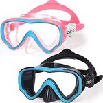 Water Space 2 Packs Kids Swimming Goggles Snorkel Mask Kids Swim Googles for Youth Toddler Girls Boys Teen 3-6 4-7 6-14 with Nose Cover, Anti-Fog 180°Clear Wide View No leaking Pool Underwater Goggles