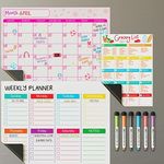 Dry Erase Magnetic Calendar for Fridge Set of 3, Girls Themed Large Calendar Whiteboard, 6 Week Monthly Whiteboard Magnetic Calendar for Fridge Dry Erase, Dry Erase Fridge Calendar Note Pad, 6 Pens