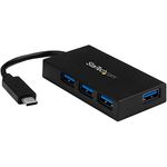 StarTech.com 4 Port USB C Hub - USB Type-C Hub w/ 4x USB-A Ports (USB 3.0/3.1 Gen 1 SuperSpeed 5Gbps) - USB Bus or Self Power - Portable USB-C to USB-A BC 1.2 Charging Hub w/ Power Adapter (HB30C4AFS)