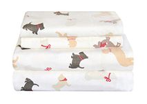 Pointehaven Heavy Weight Flannel Sheet Set, California King, Winter Dogs