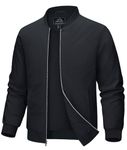 MAGCOMSEN Bomber Jacket Men Lightweight Jacket Full Zip Light Windbreaker Casual Stylish Golf Jackets Black M