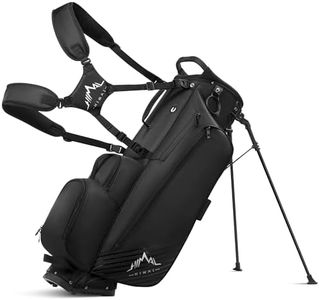 uniHimal 8-Way Lightweight Walking Golf Stand Bag for Men Women Dark Black | Golf Bag with Stand, Club Protection, Cooler Pocket, Rain Hood Included, Padded Dual Straps