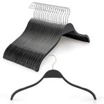 TOPIA HANGER Slim Wooden Hangers with Extra Soft Non-Slip Rubber Grips, 18-Pack High-Grade Fashion Black Hanger No Shoulder Bump for Sweater, Camisole, Jacket, Dress, Coat-CT16B