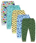 minicult Cotton Regular Fit Pajama Pants with Bright Colors and Fun All Over Prints for Boys & Girls (Green 4)(5-6 Years)(Pack of 5)