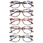 ZONLON 5 Pack Reading Glasses for Women - Anti Blue Light Blocking with Spring Hinges(5 Multicolor, 4.00, multiplier_x)