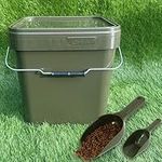 Lidsters Fishing Square Bucket 17L Litre Carp Fishing Buckets + NGT Bait Spoon