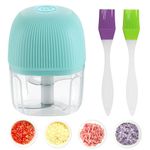 Cordless Rechargeable Electric Food Chopper Vegetable Cutter Mini 250ML, Veg Onion Chopper Garlic Press Crusher,Small Food Processor for Nuts, Meat，Blue